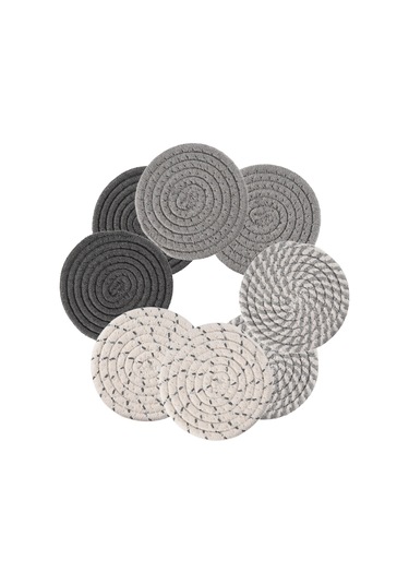 Adet Bardak Altlığı Tutuculu, 4 Renk Emici Bardak Altlığı Beyaz - Gri