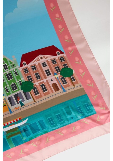 Defacto Kadın Amsterdam Temalı Fular G0799axnspn1 Pembe