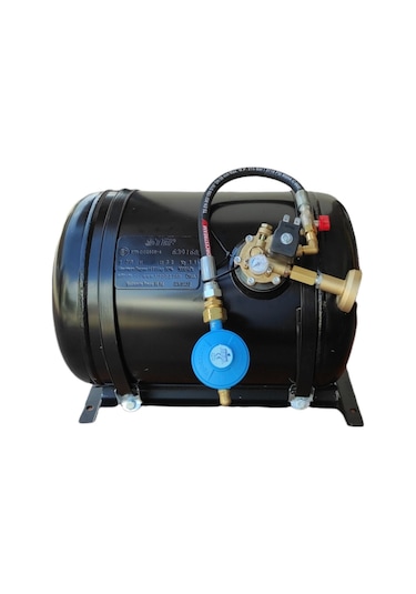 Karavan Lpg Tankı Yatay 32 Litre Tak Kullan Hazır Set Siyah