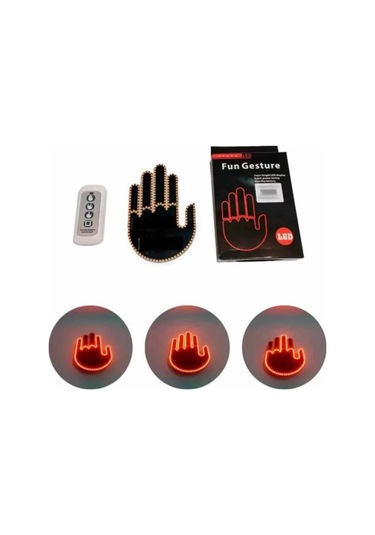 Pilli Led Işık Araç Camı İçin Uzaktan Kumandalı El Simgesi Çok Renkli