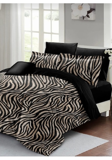 Zebra Tek Kişilik 3 Parça Saten & Pamuk Nevresim Takımı