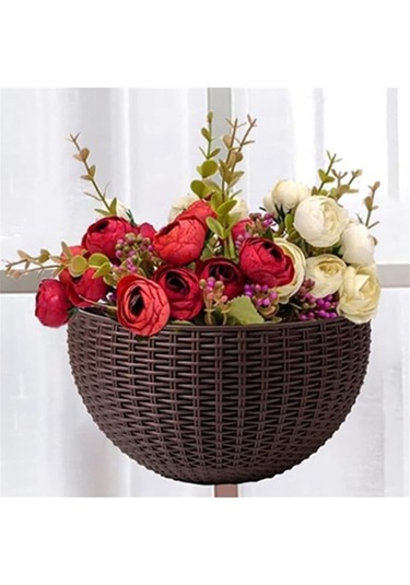 Ulzyvf Yeşil Yarım Tembel Tarzı Taklit Saksı Saksı Rattan Monte Koyu Duvara Dairesel Büyük Avrupa Tr