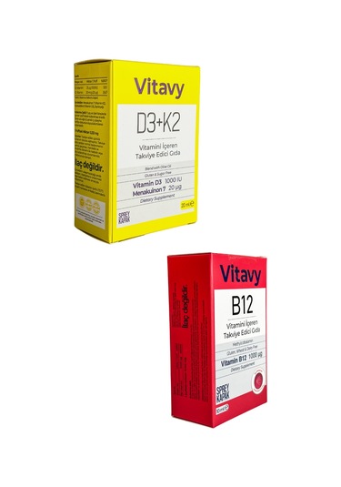 Vitavy D3k2 Vitamini Sprey 20 ML140 Puff + B12 Vitamini Sprey 10 ML