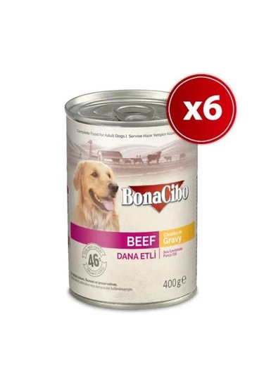 Bonacibo Soslu Dana Etli Yetişkin Köpek Maması 6 x 400 G
