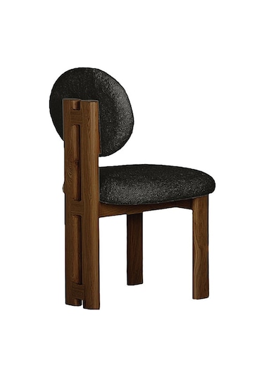 Coco İskandinav Teddy Natural Ahşap Bohem Sandalye Ceviz - Antrasit