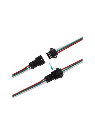 10 Adet Jst Sm 3 Pin Konektör Led Güç Erkek Sm Bağlantı Kablo Adaptör Ws2812b Ws2812 Ws2811 Led Işık Şeridi Kırmızı - Yeşil - Beyaz