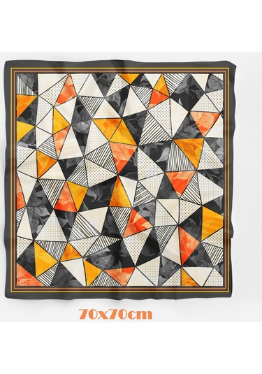 Trıbal Geometrı Desen 70 70cm Bandana/fular Çok Renkli