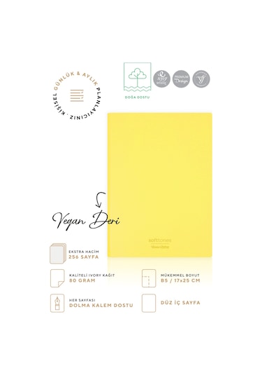 Vj Softtons Esnek Kapak Defter B5 80 Gr. Krem 128 Yp. Çizgisiz Sarı