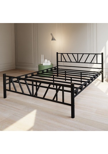 Gardenya Çift Kişilik Metal Karyola A Kalite, Ses Çıkarmaz ,ölçülü Model Karyola Siyah