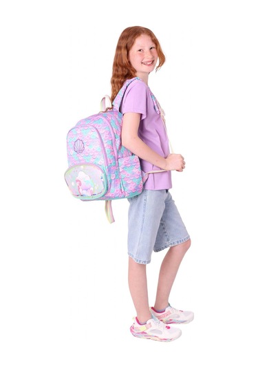Kaukko Kids Üç Gözlü Kız Çocuk Okul Sırt Çantası Denizkızı Nakışlı Ve Baskılı - L5225 Pembe - Yeşil