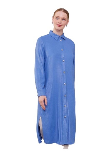 Levidor Kadın Gömlek Yaka Airobin Kumaş Tunik 230061 İndigo