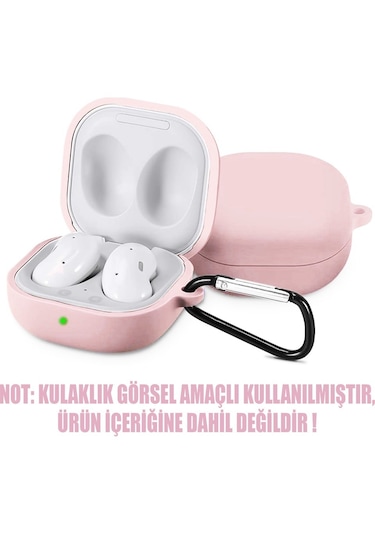 Samsung Galaxy Buds Live - Galaxy Buds Fe Yumlu Mat Silikon Kılıf+kanca Pembe