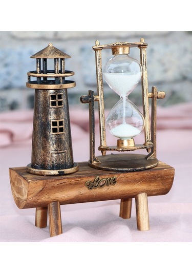 Kişiye Özel Hediyelik Yin Yang Kupa & Deniz Feneri Kum Saati Seti