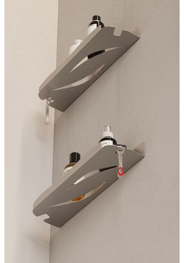 Zift Unique 2 Adet Paslanmaz Çelik İnoks Banyo Şampuan Rafı, Yapışkanlı Ve Vidalı Duş İçi Düzenleyici Askılık Diğer