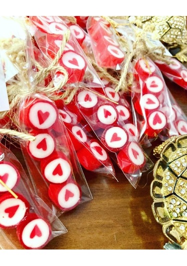 Kırmızı Kalp Düğün, Nişan, Kına, Doğum Günü Şekeri 50 Adet