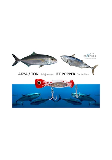 Profisher Jet Popper Akya Ton için Sert Sahte Sahte Yemi 46 G 23