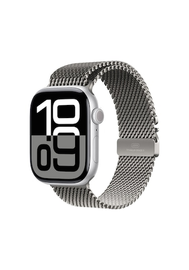 Apple Uyumlu Watch 7 45mm Zore Krd-100 Titanyum Hasır Kordon