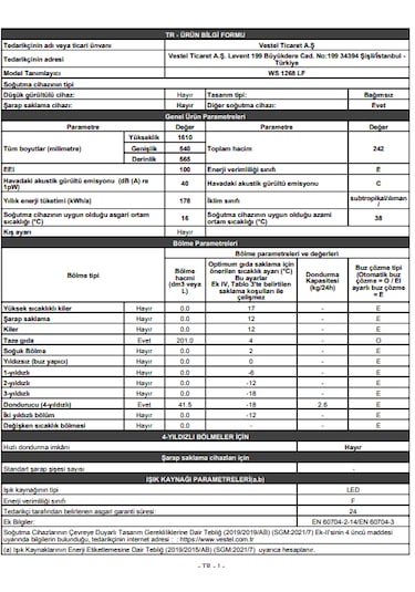 Windsor WS 1268 LF Low-Frost Statik Buzdolabı