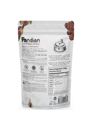 2'li Pandian Organik Çocuk Çikolatası 36 Gr