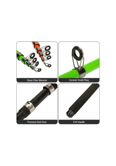 Jeemson 2.1m Ultra Hafif, Taşınabilir Olta Seti Turuncu - 5.2:1 Dişli Oranı Ve Tam Züccaciye Paketi