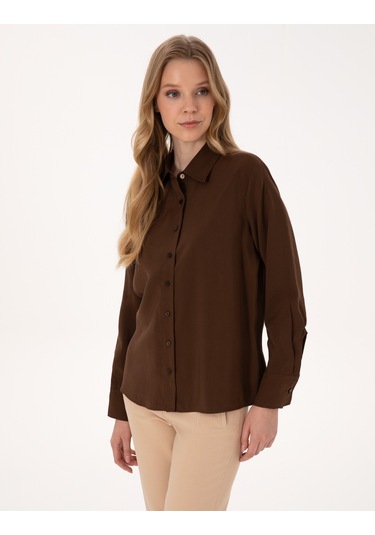 Pierre Cardin Kadın Koyu Kahverengi Gömlek Desenli 50318219-vr084 Koyu Kahverengi