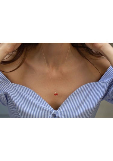 T6062 Reis Kiraz Kolye Pembe Altın