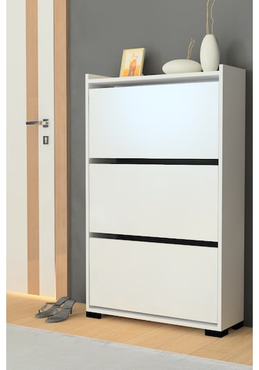 Eylül 3 Kapaklı 6 Gözlü Ayakkabılık Byz-byz Beyaz