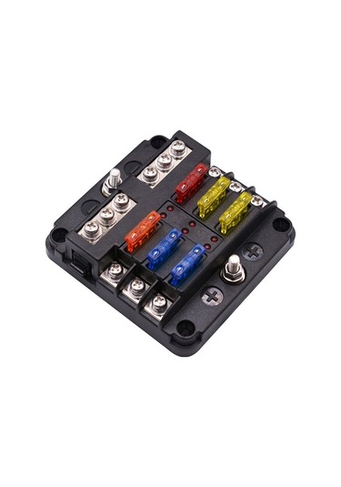 Novahub Siyah 1 Giriş 6 Çıkışlı Sigorta Kutusu - 32v Dc, 30a, Led Gösterge, Kablo Uygun 30