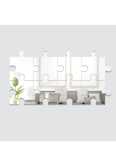 Sones 8 Adet / Takım Akrilik Kare Bulmaca Ayna Duvar Sticker Ev Dekorasyonu Yumuşak Ayna Gümüş Diğer