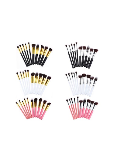 Moveevo Büyük Ve 5 Küçük Elyaf Saç Fırçası Ile 10 Adet Makyaj Fırçası Seti Kozmetik Güzellik Araç Seti