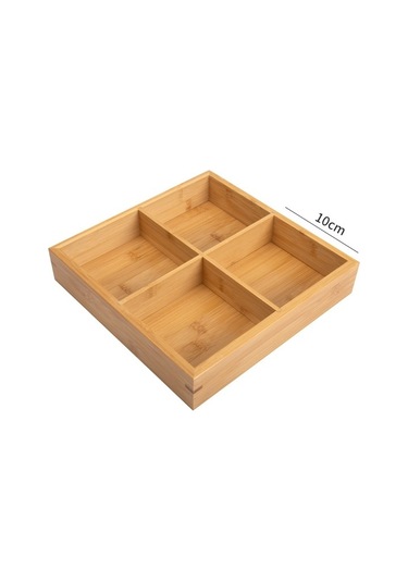 Sones Sıcak Tencere Bambu Tabak Bölmeli Tepsi Sebze Ahşap Tepsi Seti Küçük Dört Izgara Bambu Tabak