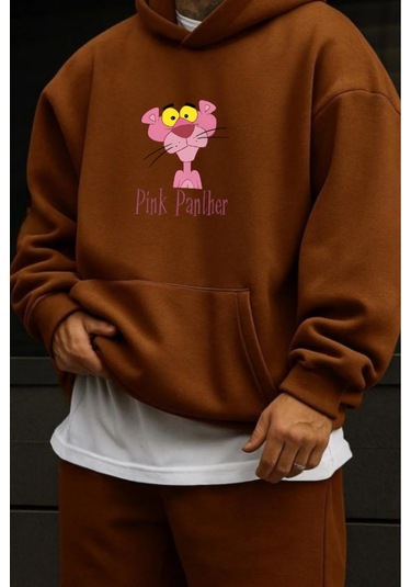 Pink Panter Baskılı Sweatshirt Kahverengi