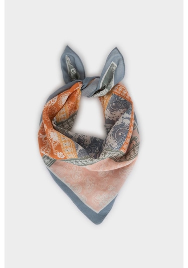 Defacto Kadın Desenli Pamuklu Bandana A0671ax26smbe106 Mavi-be106