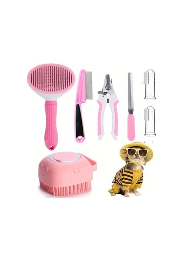 Shuangyou 7'lü Evcil Hayvan Bakım Seti - Köpek Tarak, Şampuan Fırçası, Tırnak Makası Ve Daha Fazlası