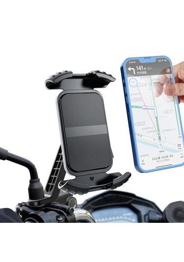 Mt27 Kilit Sistemli Ayna Bağlantılı Motosiklet Telefon Tutucu Yat Siyah