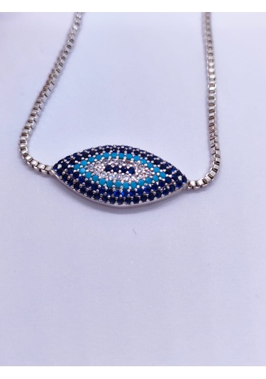 Sapphire Store Gümüş Renk Zirkon Taşlı Göz Bileklik Çok Renkli