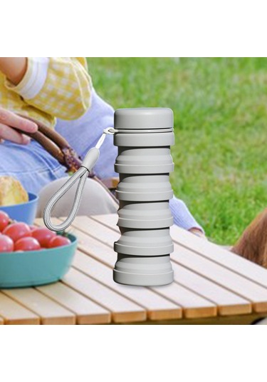 Suntek Dağcılık Kamp Seyahat Için Katlanabilir Su Şişesi Gri