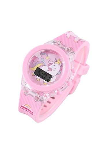 Samdoo Unicorn Işıklı Silikon Saat Ve Bileklik Seti 2 Adet - Led Gösterge, Dayanıklı Malzeme, Unisex, Hediyelik Pembe Kutuda Diğer