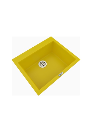 Polex Cristalüx Granit Evye P-X60 Sarı Tezgah Altı Ve Tezgah Üstü Kare Mutfak Evyesi 60x50 CM