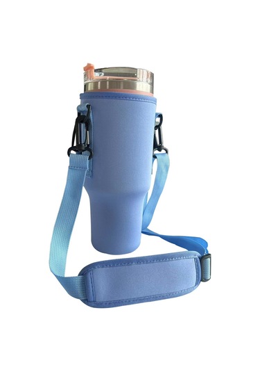 Mufunye 40oz Outdoor Sıcak Soğuk Tutucu Kupa Çantası, Taşınabilir Askı, Dayanıklı Materyal, Toplu Satış Mavi Açık Mavi