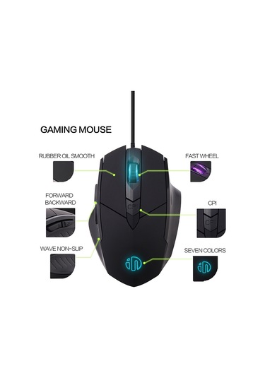 Inphic Pw1 Oyun Sessiz Makro Tanımı Aydınlatmalı Kablolu Fare, Kablo Uzunluğu: 1.5m Titanyum Gri Oyun Versiyonu Diğer