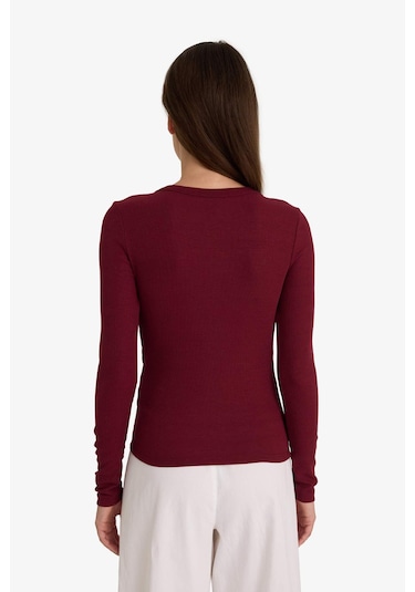 Defacto Slim Fit Dar Kesim Basic Düz Fitilli Kaşkorse Uzun Kollu Tişört E5767ax25aubr115 Bordo Defacto Slim Fit Dar Kesim Basic Düz Fitilli Kaşkorse Uzun Kollu Tişört E5767ax25aubr115 Bordo