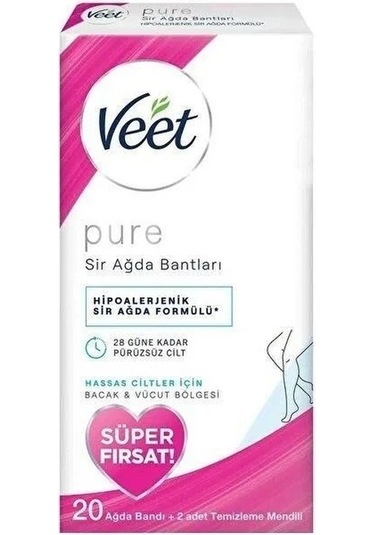 Veet Pure Hassas Ciltler İçin Sir Ağda Bandı 20'li
