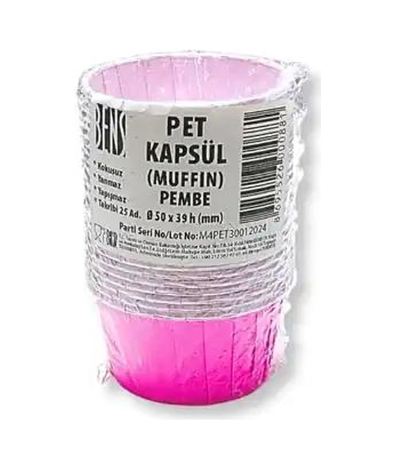 Kek Kağıdı Kapsül Pet Pembe 25 Li Pembe