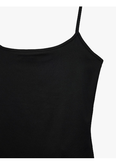 Koton Slim Fit İp Askılı Atlet Siyah 6sak10292ek