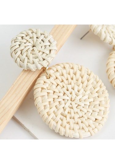 E2002-15 Double Cake Bamboo Vine Handmade Woven Earrings Bosomia Style Earrings Gümüş