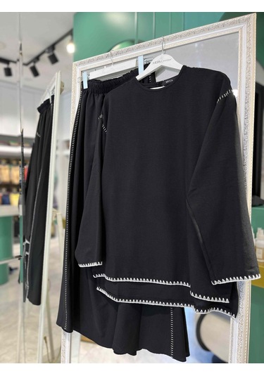 Mıcca Etekli Takım Kenar Nakış Detaylı 251883m - Siyah - 44 Siyah