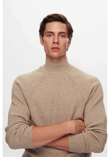 D's Damat Slim Fit Vizon Selanik Örgü Kazak 3ec0622567721 Vizon