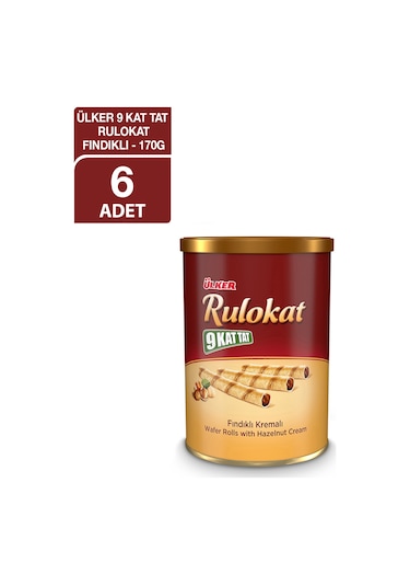 Ülker 9 Kat Tat Rulokat Fındıklı Rulo Gofret 6 x 170 G