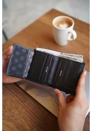 Bayderi Lisande Kibar Hakiki Deri Erkek Cüzdanı - Siyah